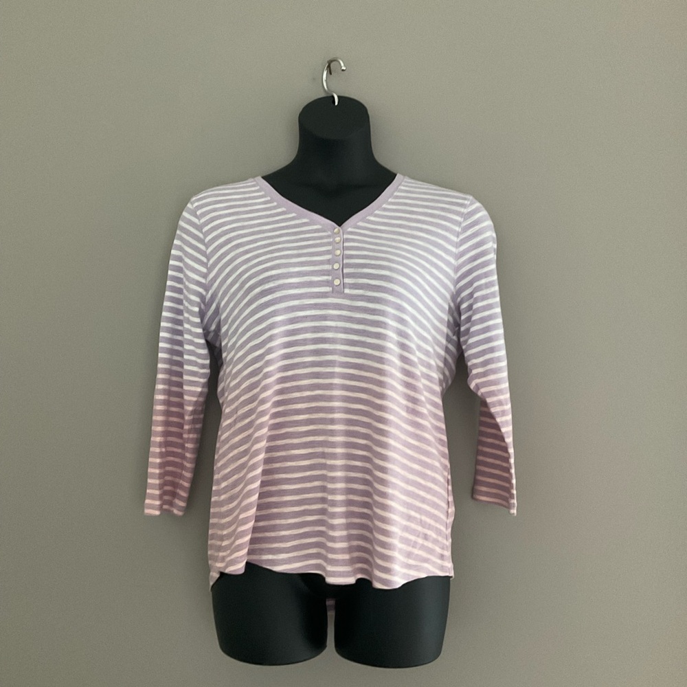 Chaps Light Purple and White Striped shirt